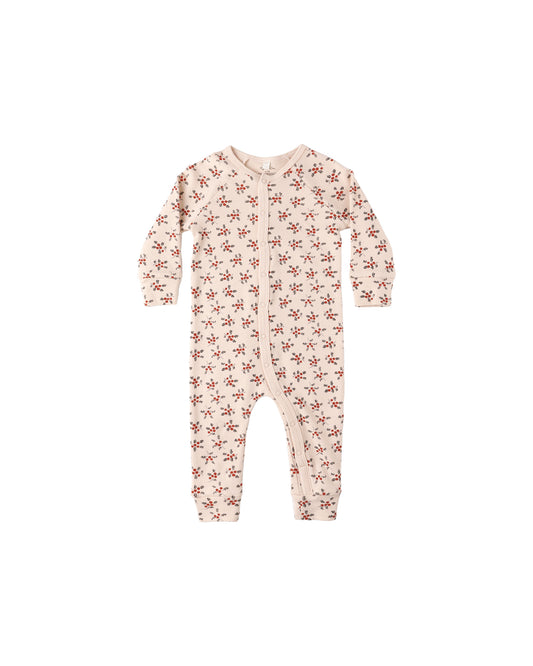 Organic Long John Pajamas || Holly Berry
