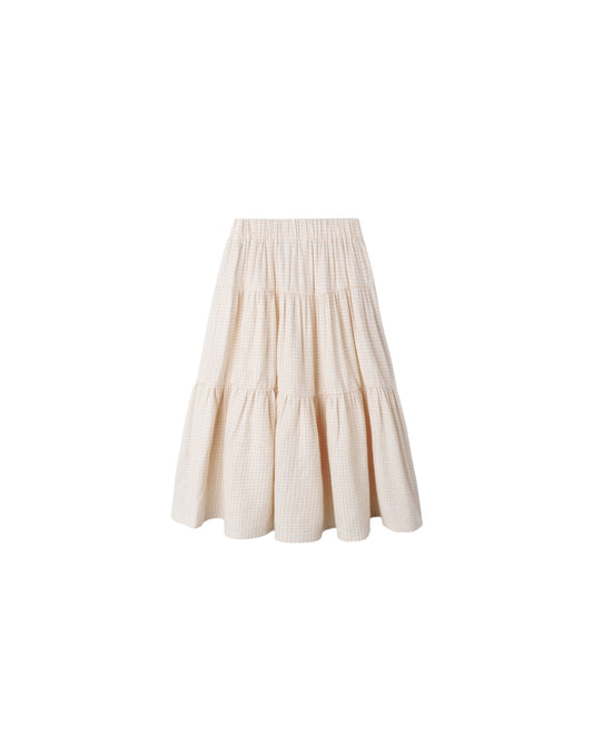 Tiered Midi Skirt || Petal Gingham