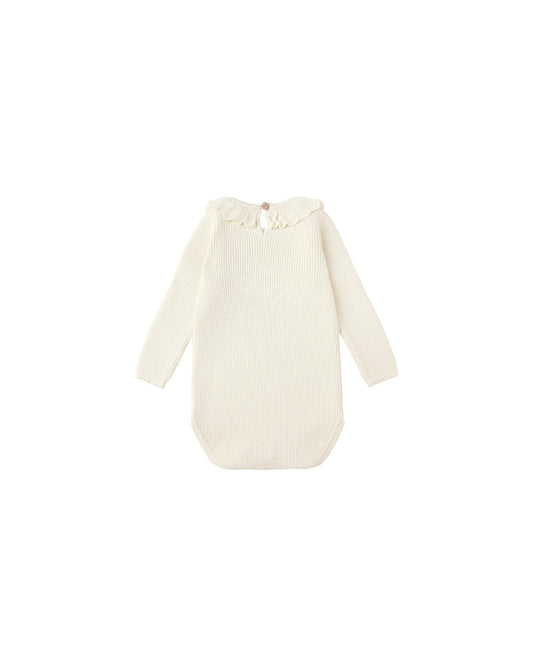Ruffle Collar Bodysuit || Natural