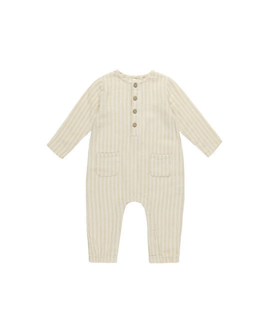 Long Sleeve Woven Jumpsuit | Champagne Stripe