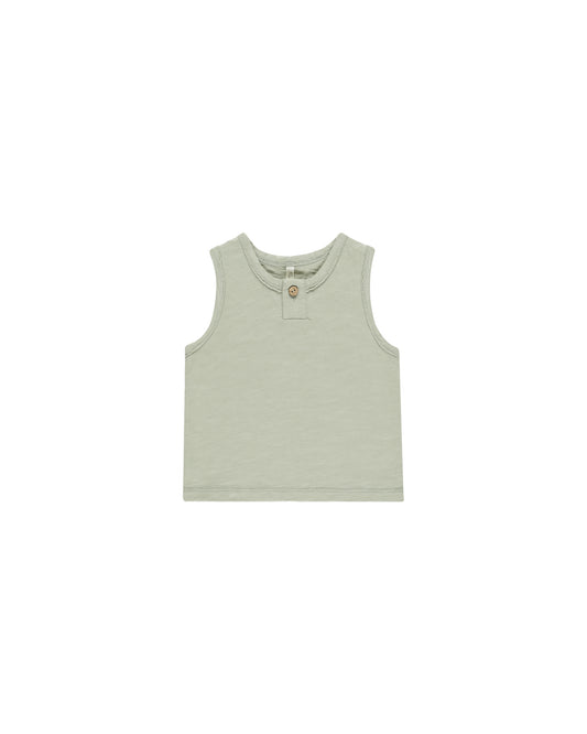 Jersey Button Tank || Sage