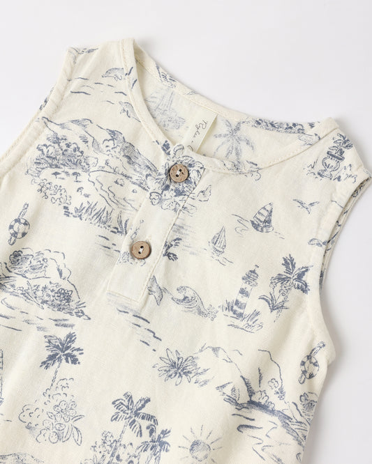 Beau Romper || Ocean Toile