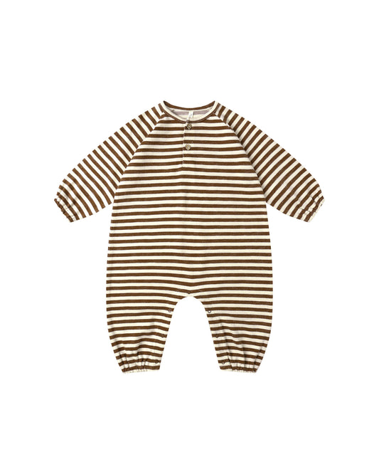 Henley Jumpsuit || Brown Stripe