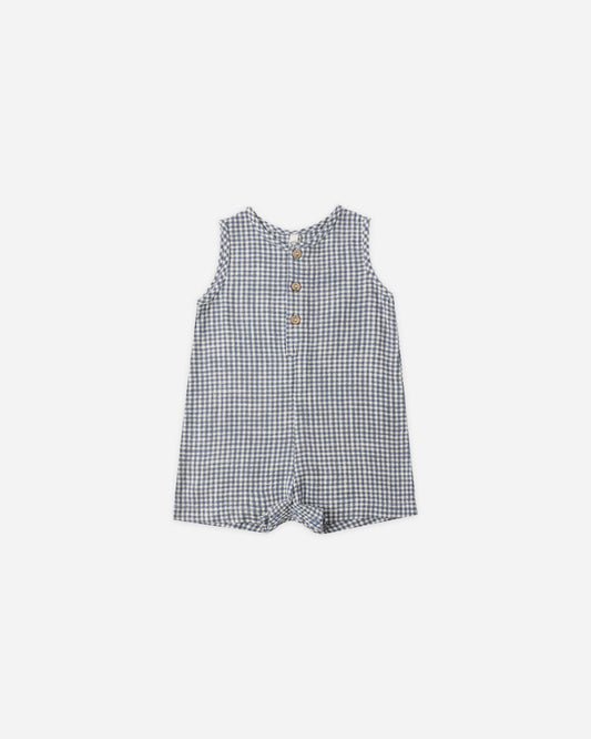 Mavrick Romper || Marine Gingham