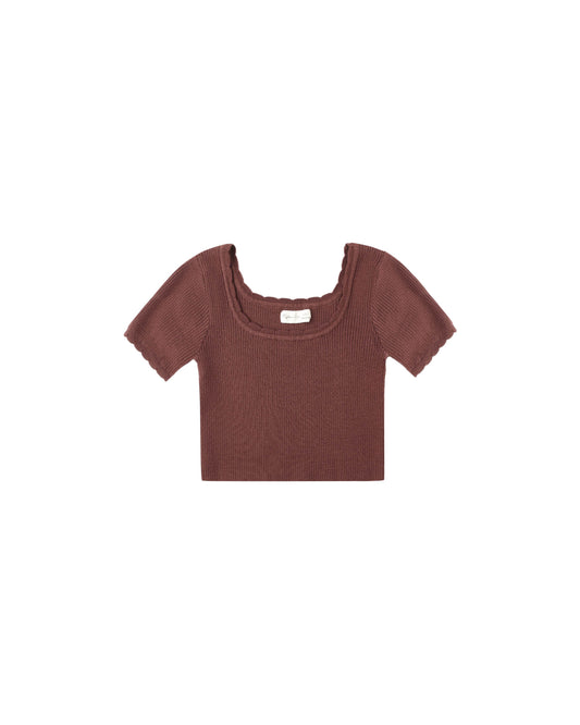 Scallop Tee || Burgundy