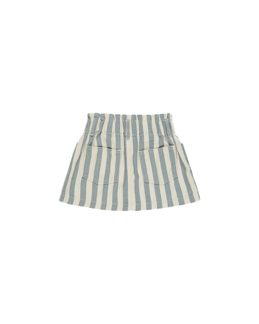 Denim Mini Skirt || Ocean Stripe