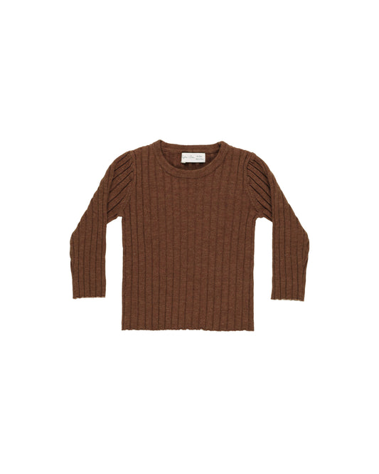 Long Sleeve Knit Top || Brown