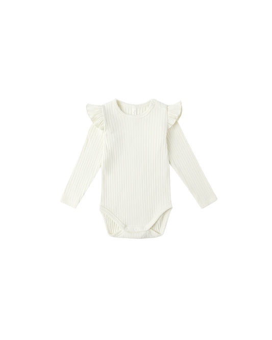 Shoulder Ruffle Bodysuit || Ivory
