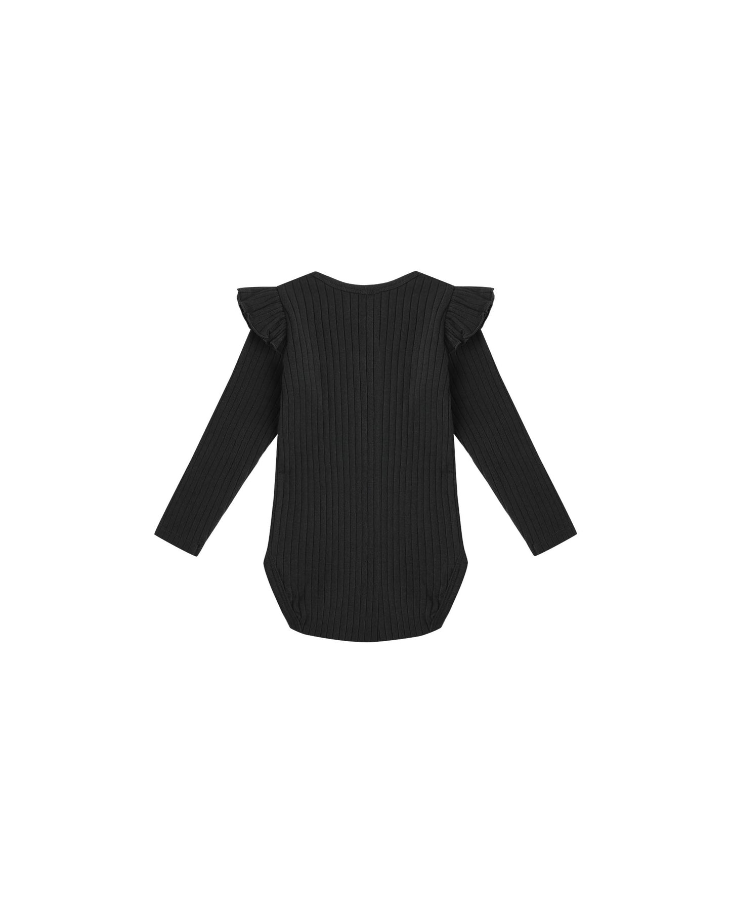 Shoulder Ruffle Bodysuit || Black