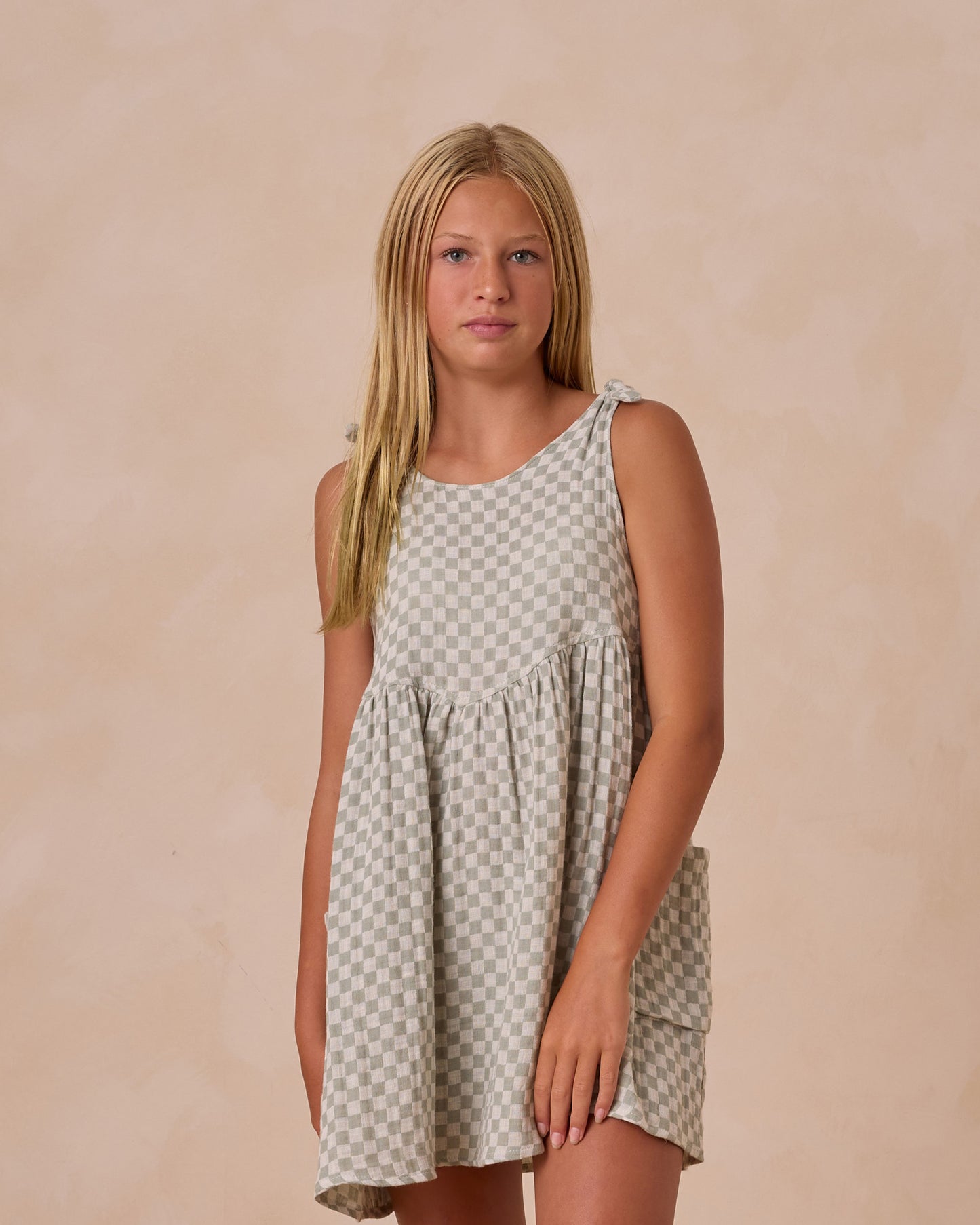 Teen Summer Dress || Sage Check