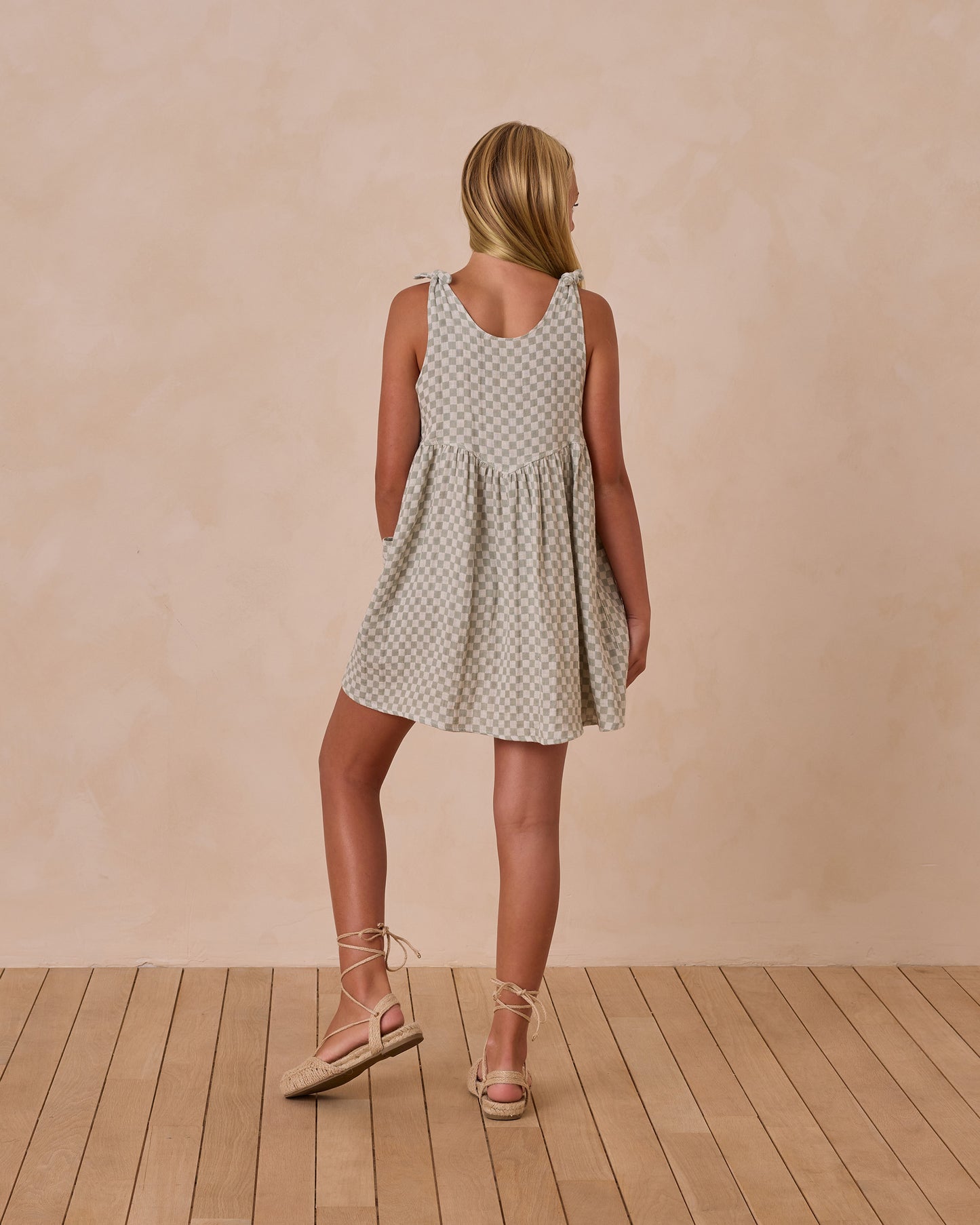 Teen Summer Dress || Sage Check