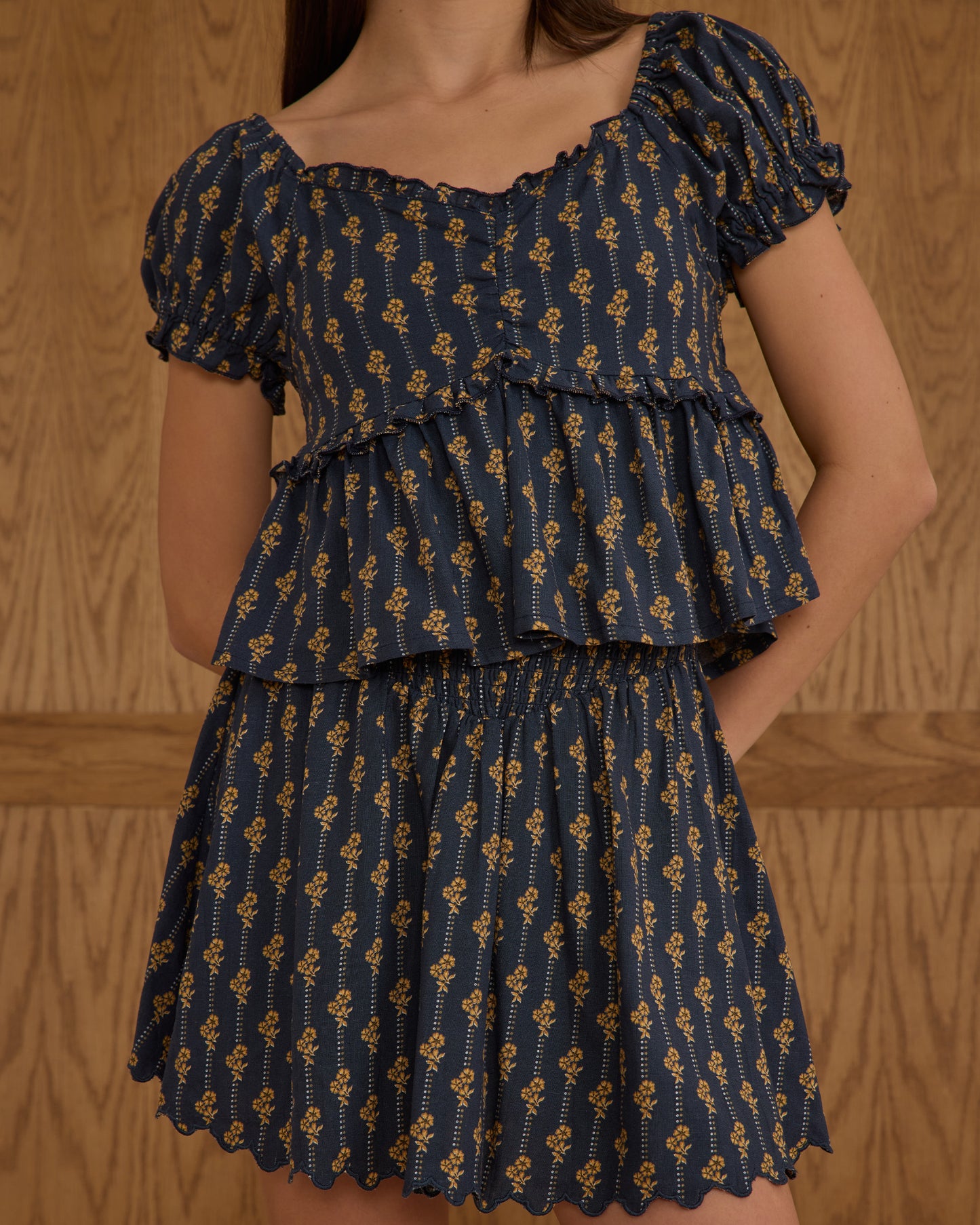 Smocked V Mini Skirt || Vintage Bloom - Teen