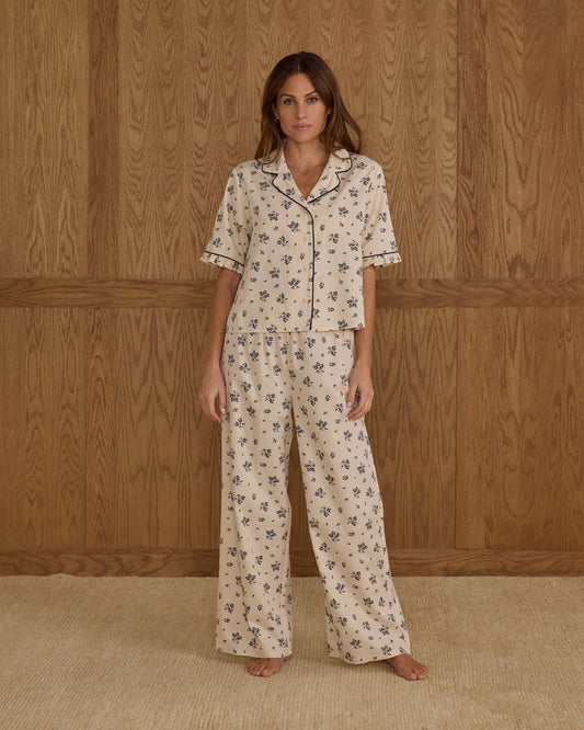 Women's Woven Pajama Set | Blue Floral