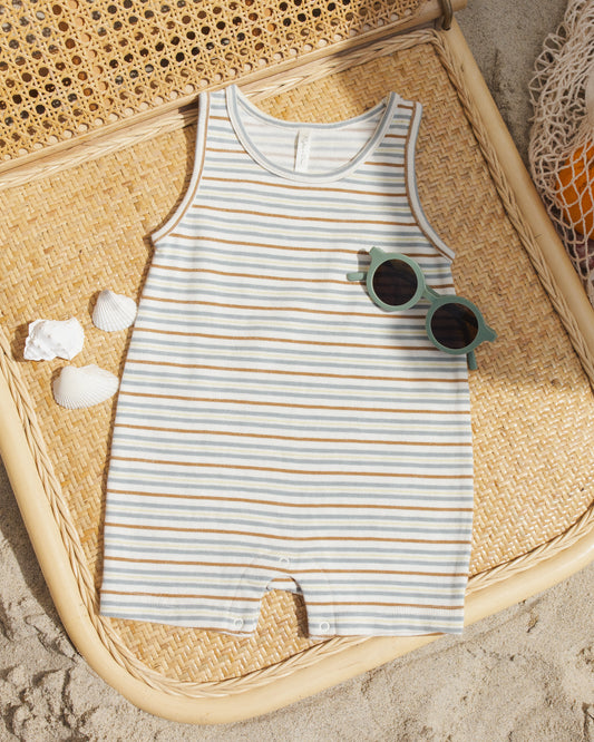 Sleeveless One-Piece Romper || Vintage Stripe