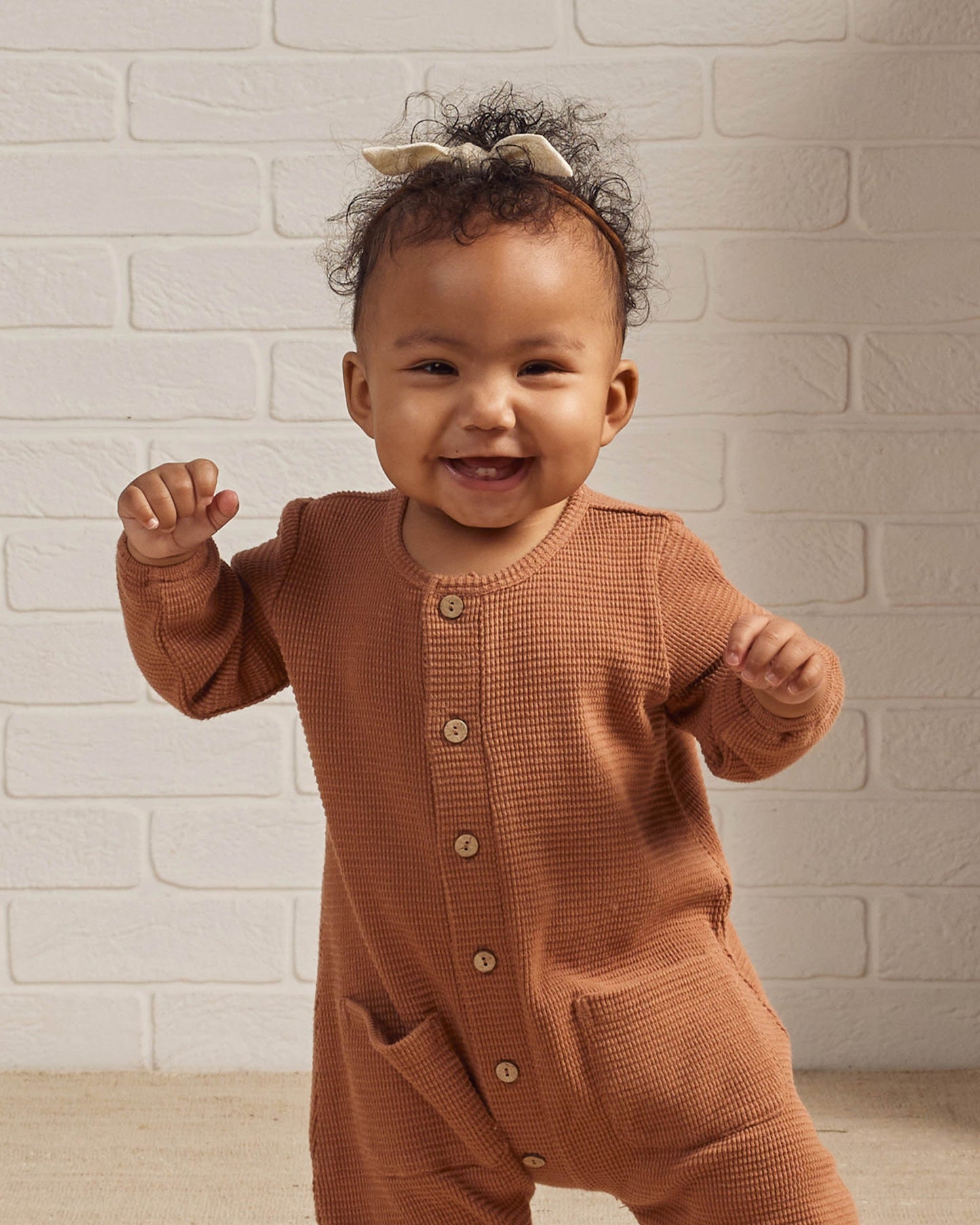 Long Sleeve Waffle Jumpsuit | Spice