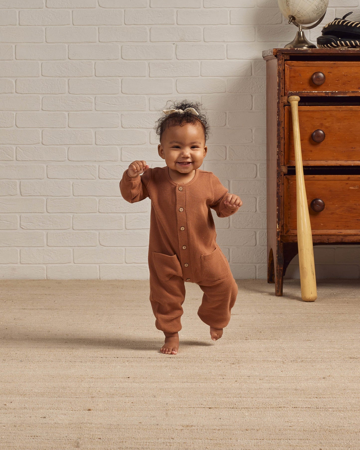 Long Sleeve Waffle Jumpsuit | Spice