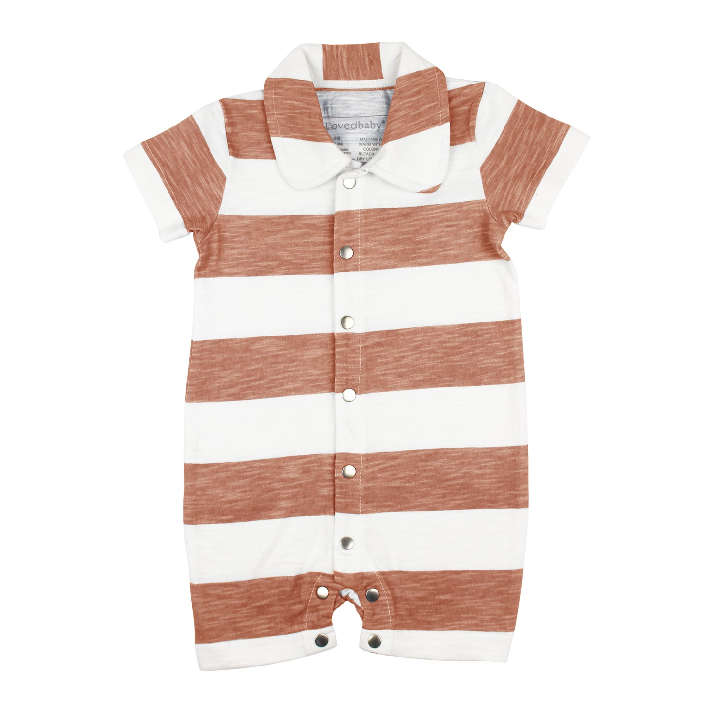 Slub Jersey Short Sleeve Romper | Adobe Stripe
