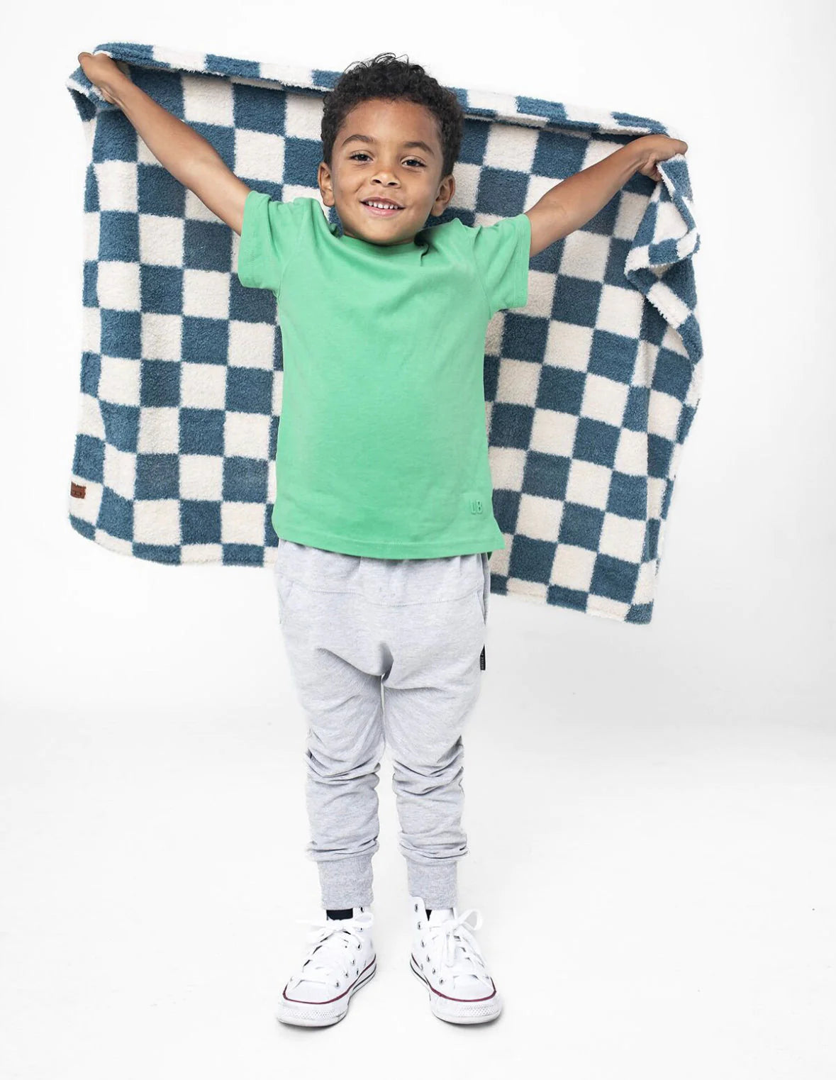 Plush Blanket | Steel Blue Check