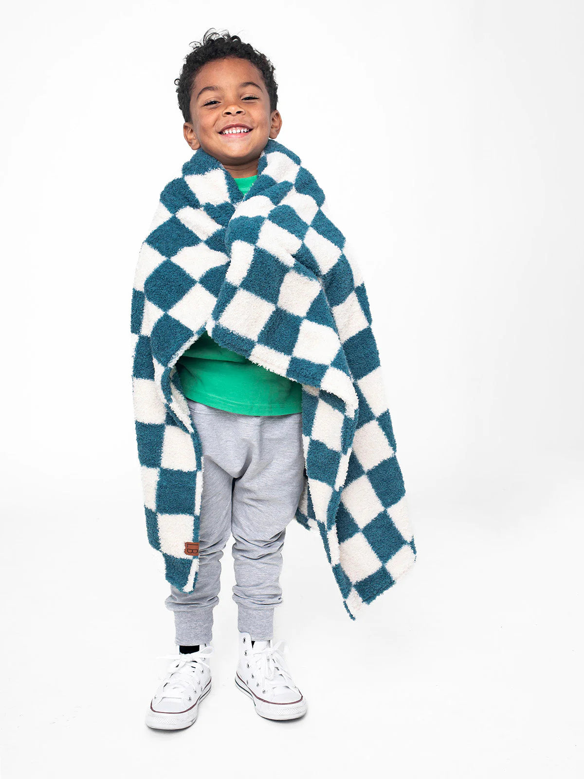 Plush Blanket | Steel Blue Check