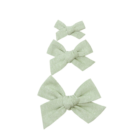 Sage Linen Bow | Hair Clip