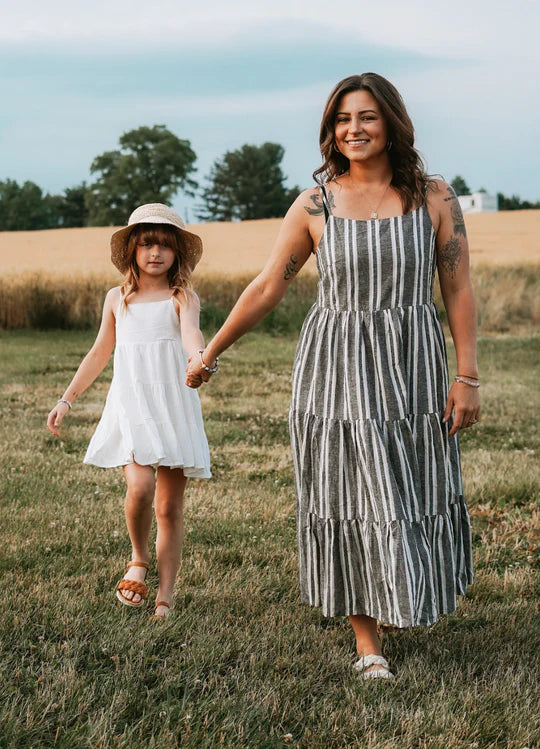 Linen Tiered Dress | White