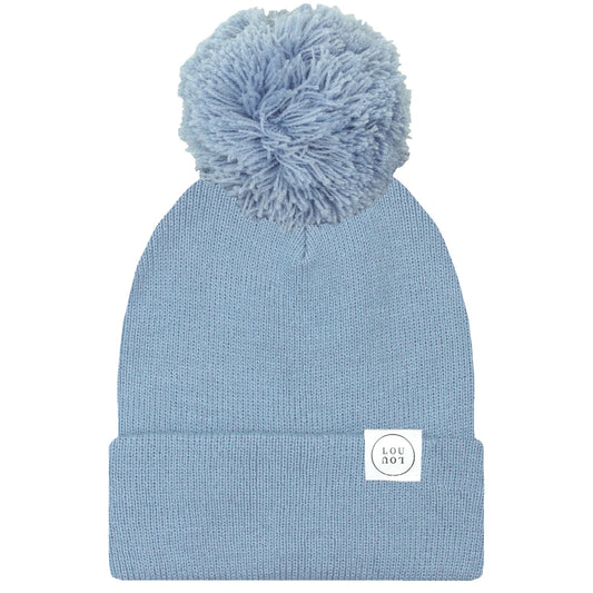 Steel Blue Beanie with Pom