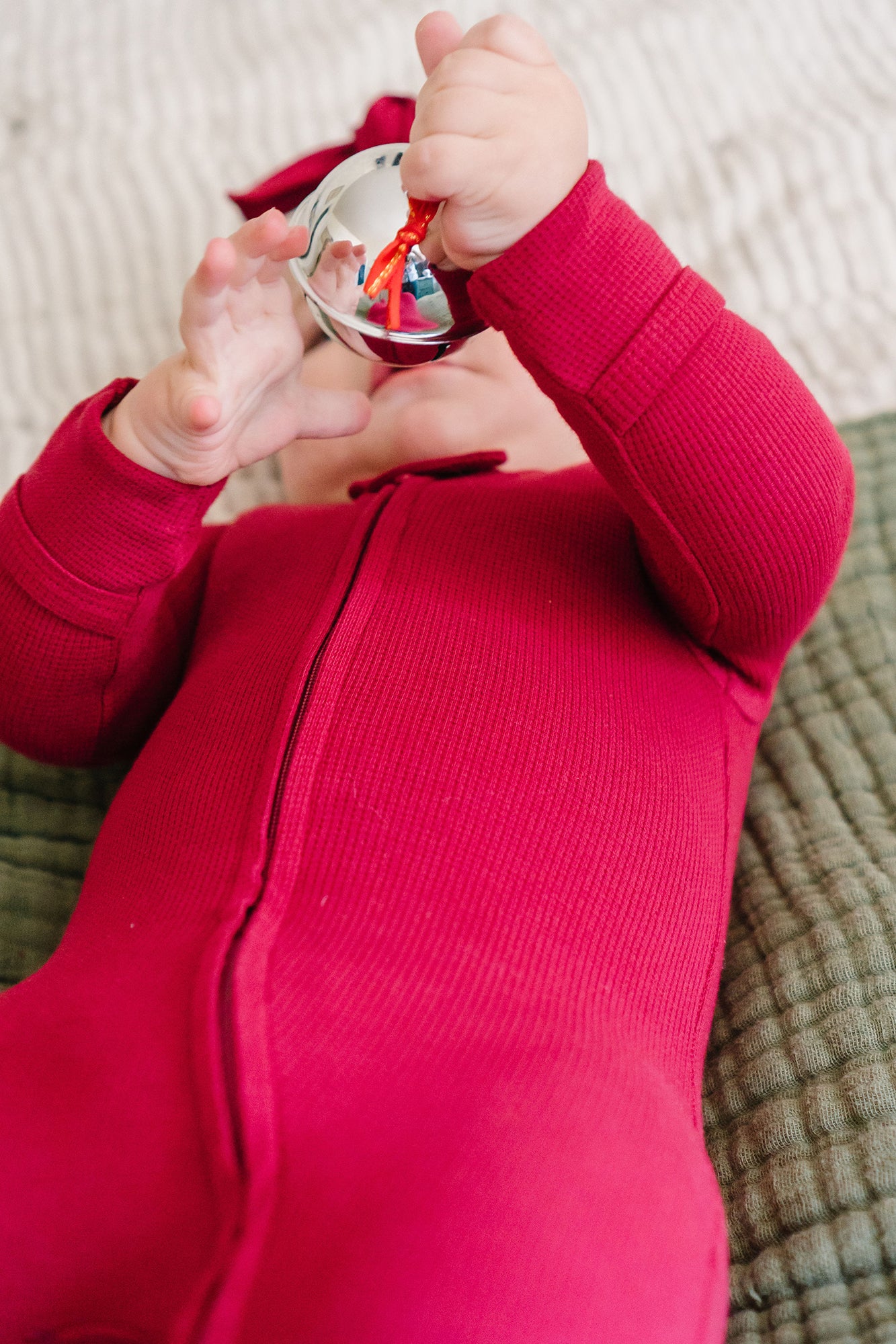 Crimson Thermal Footed Sleeper | 2-Way Zipper