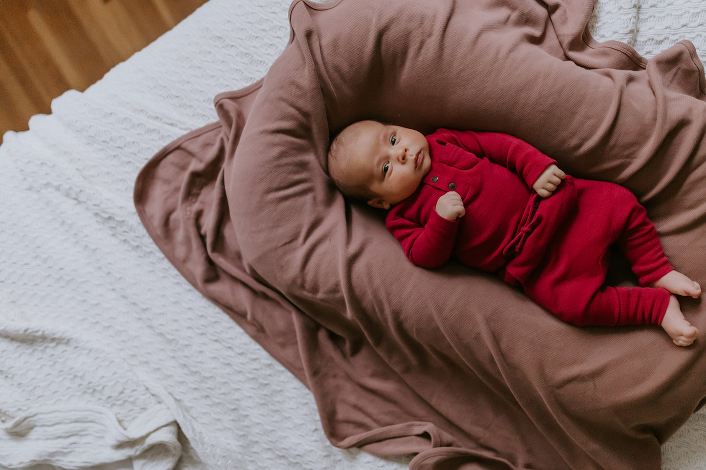 Organic Thermal Henley & Jogger Set | Crimson