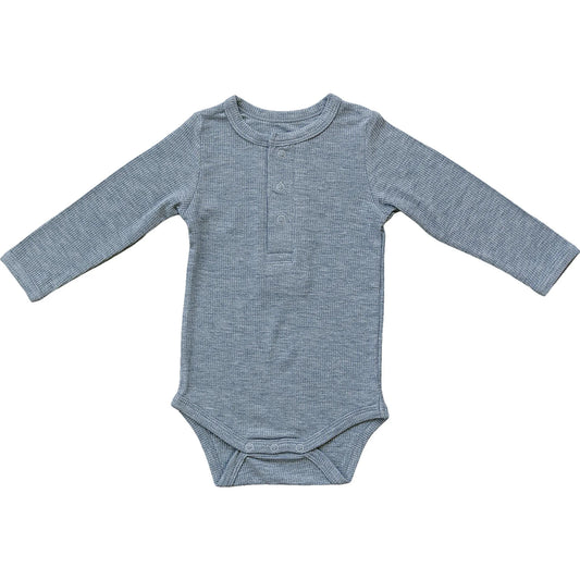 Organic Cotton Long Sleeve Ribbed Bodysuit | Heather Grey