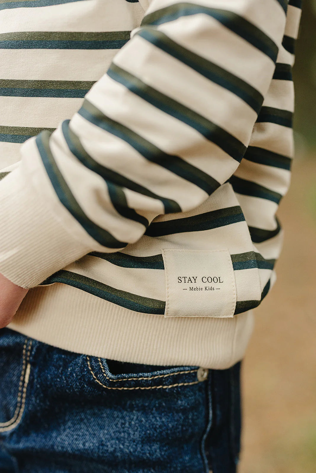 Stay Cool Striped Crewneck | Navy + Heather Grey