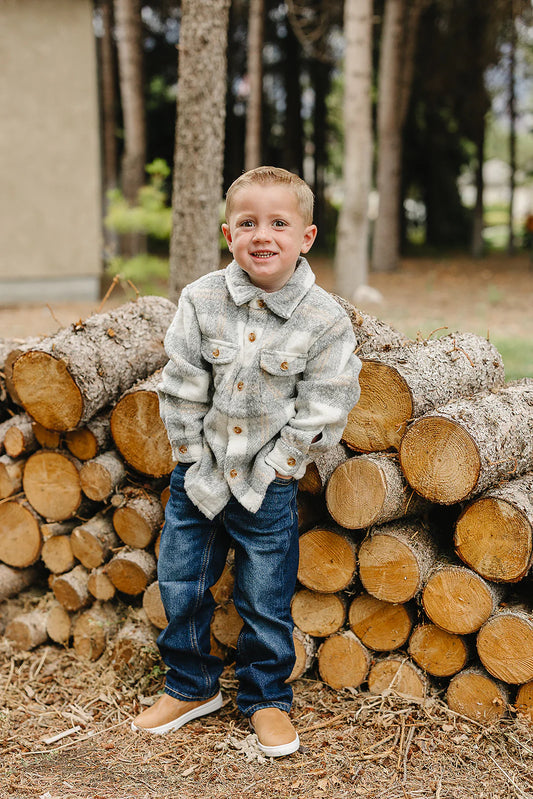 Grey & Tan Plaid Shacket