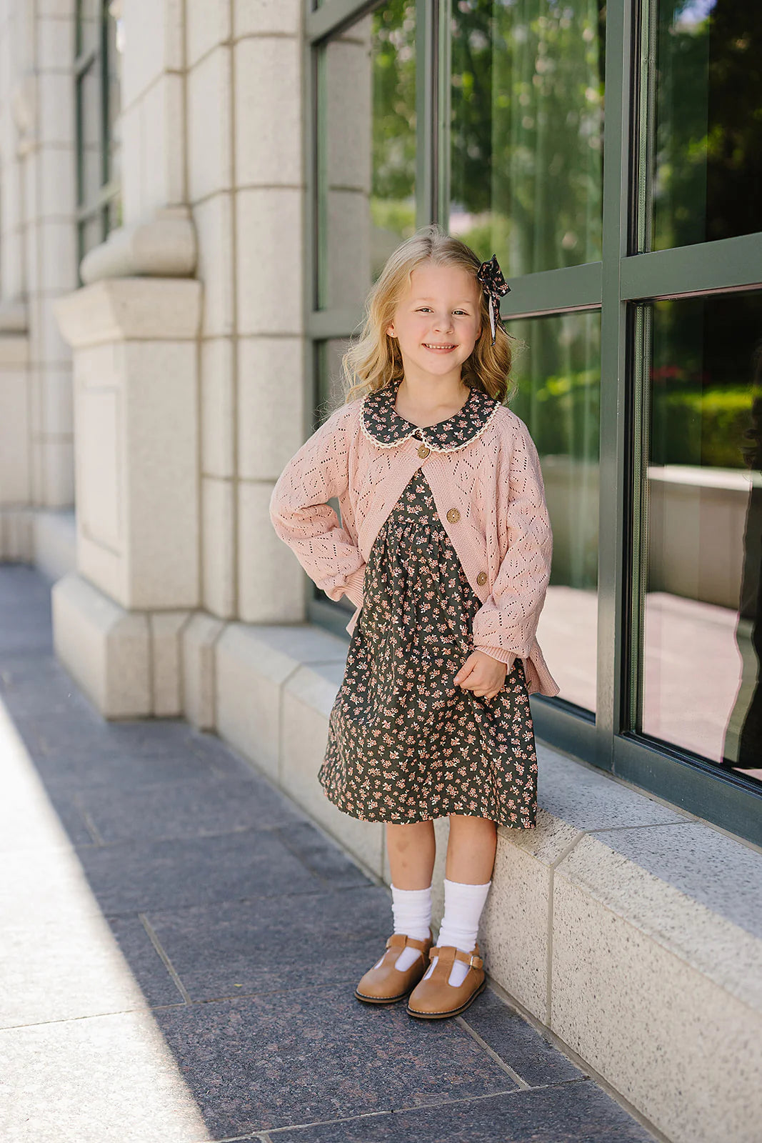 Olive Bloom Dress with Peter Pan Collar