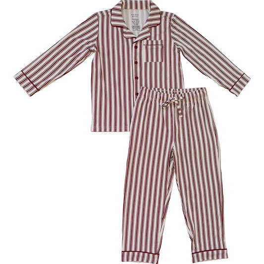 Collared Pajama Set | Red Stripes