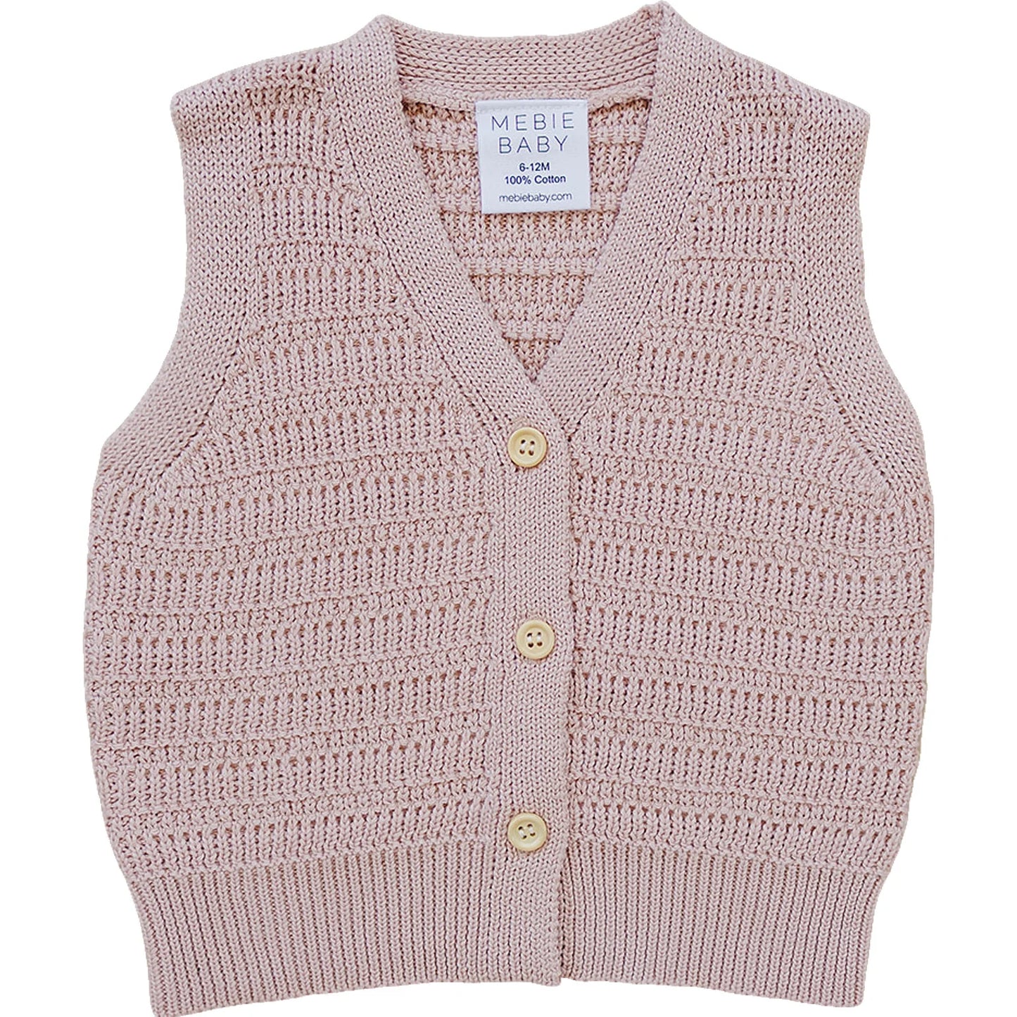 Knit Button Down Vest | Blush