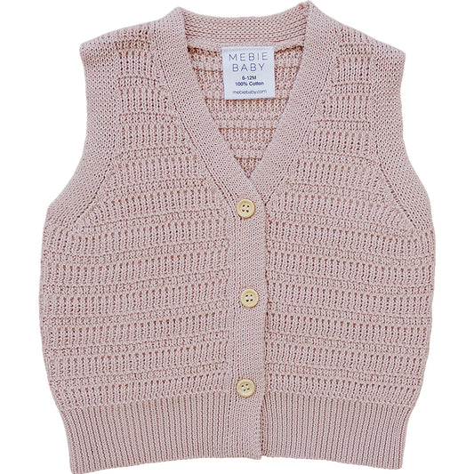 Knit Button Down Vest | Blush
