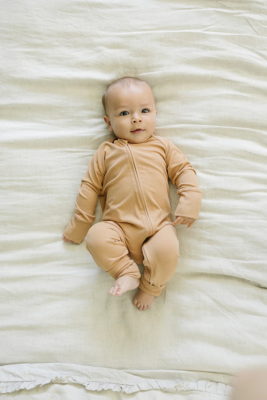 Ribbed Bamboo Zipper | Latte