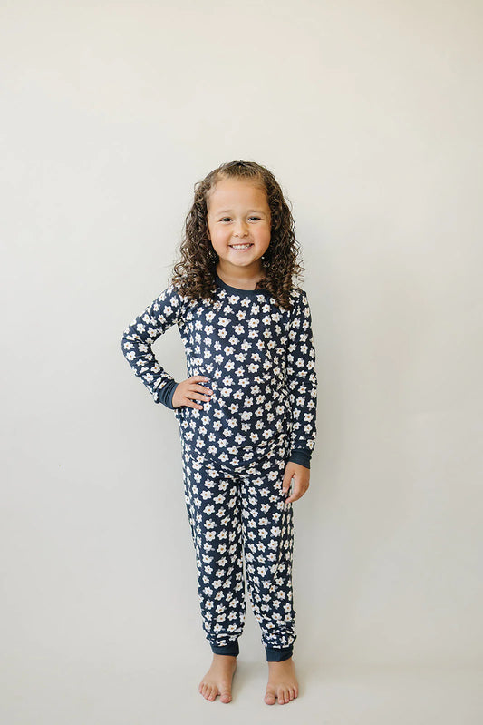 Ribbed Bamboo Cozy Set | Navy Daisy