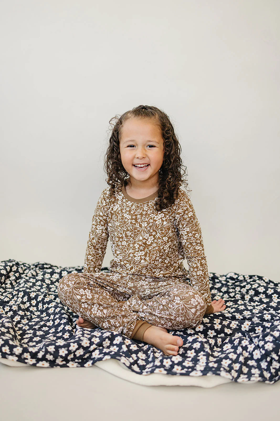 Ribbed Bamboo Cozy Set | Brown Floral