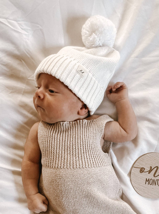 Luna + Luca Pom Beanie | White