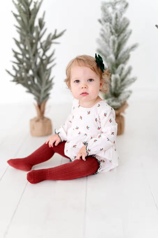 Thalia Bubble in Holly Berry | Poplin Cotton Romper