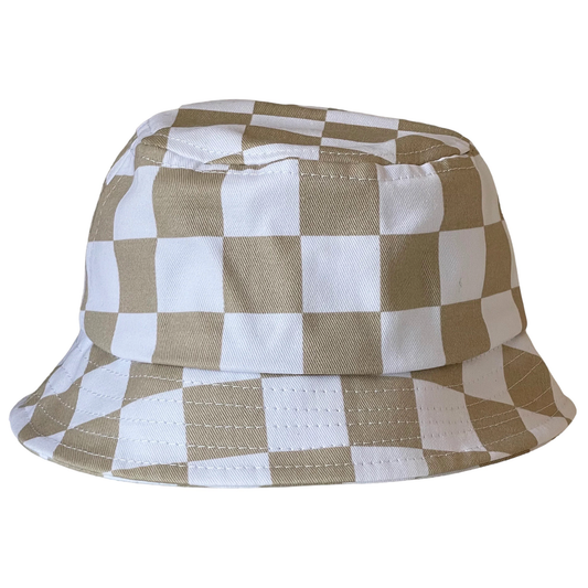 Kids Bucket Hat | Tan Checkerboard
