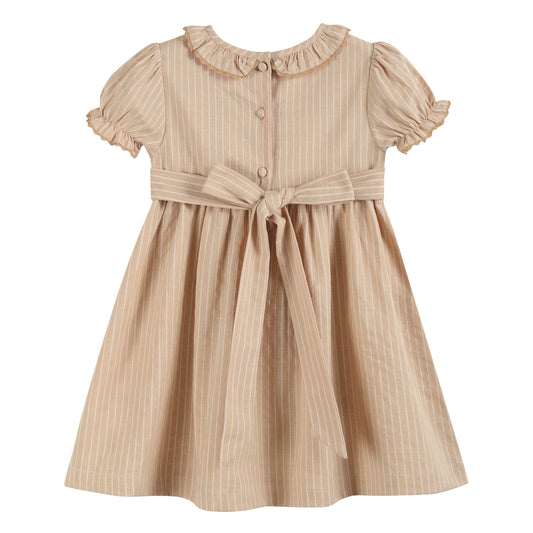 Light Brown Smocked Ruffle Dress