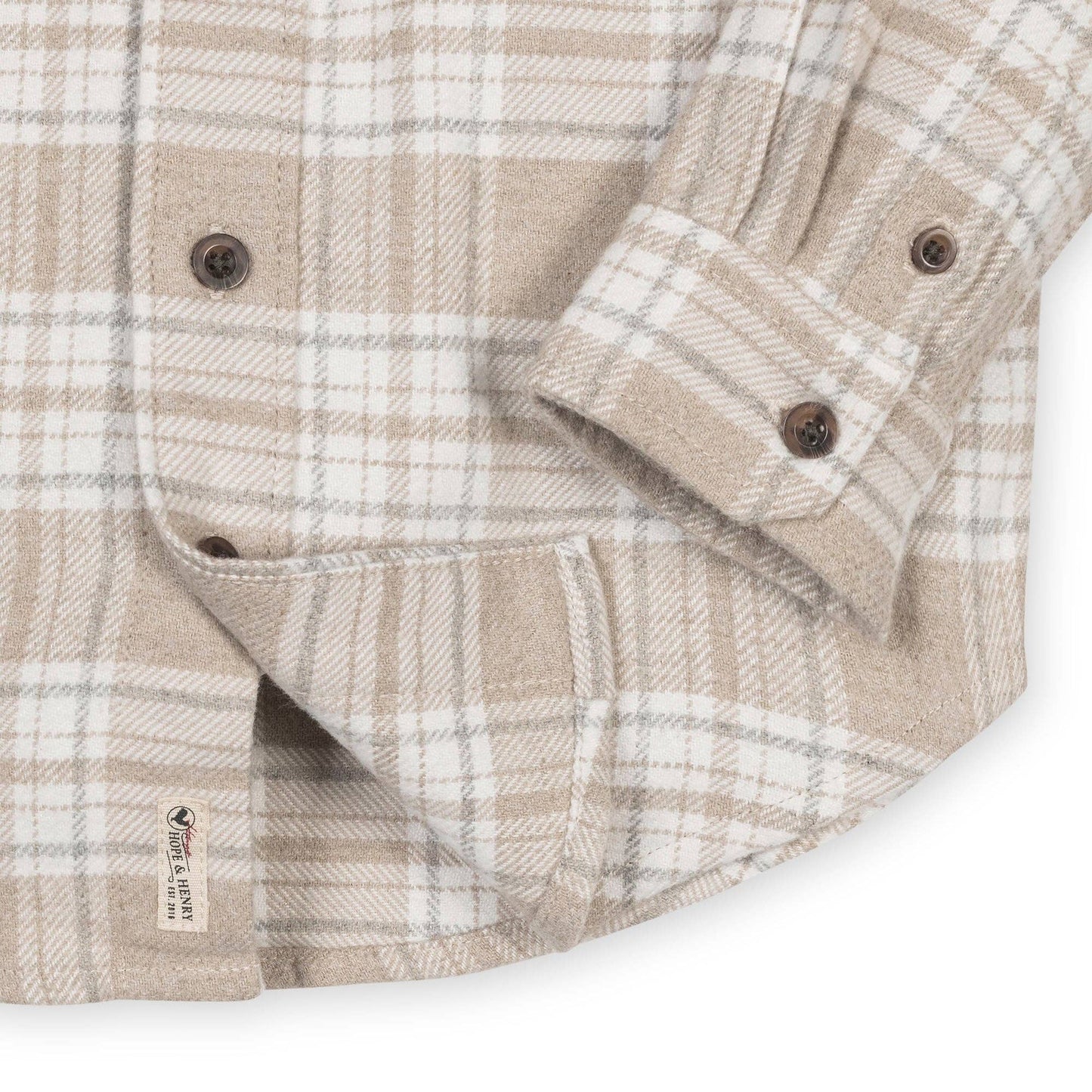 Organic Flannel Double Pocket Shirt | Taupe Heirloom Plaid
