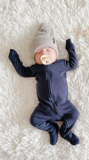 Navy Footed Sleeper | 2-Way Zipper