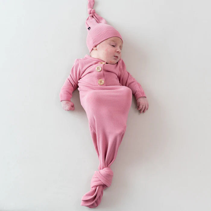 Ribbed Knotted Gown with Hat Set | Apple Blossom