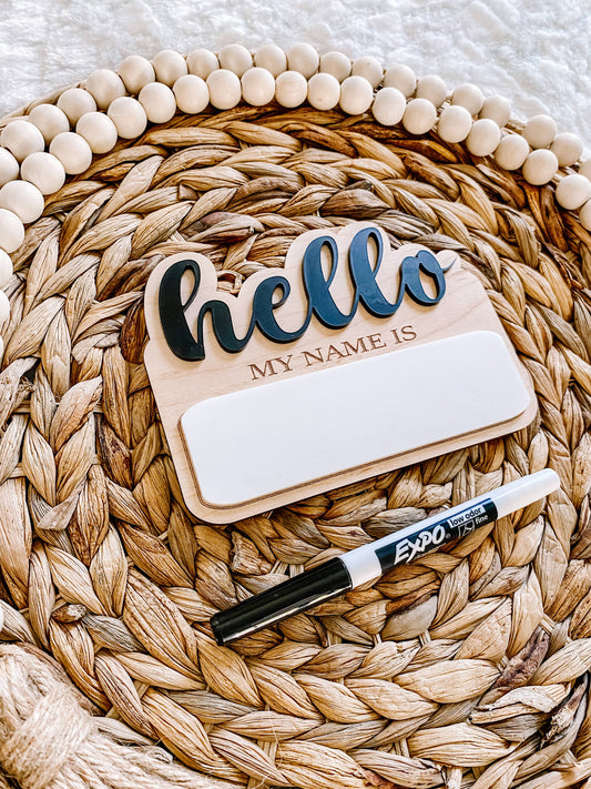 Hello My Name Is | Dry Erase Birth Announcement Sign