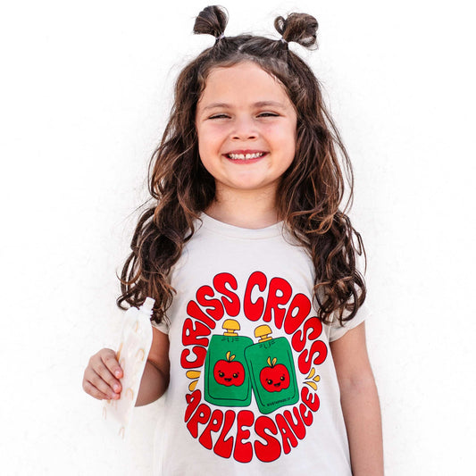 Criss Cross Applesauce Kids Tee: Heather Dust