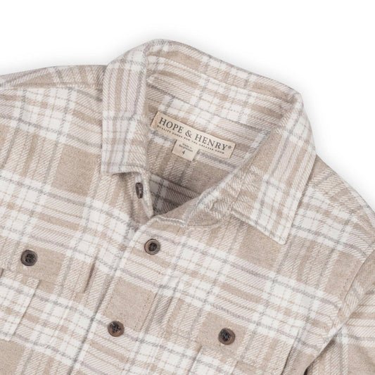Organic Flannel Double Pocket Shirt | Taupe Heirloom Plaid