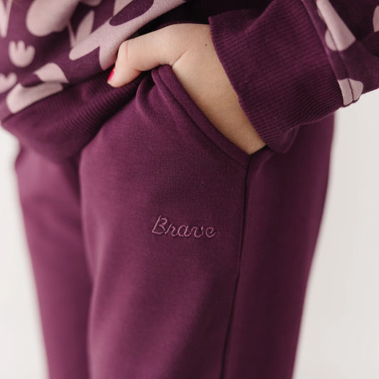 Bamboo French Terry Joggers | Deep Plum
