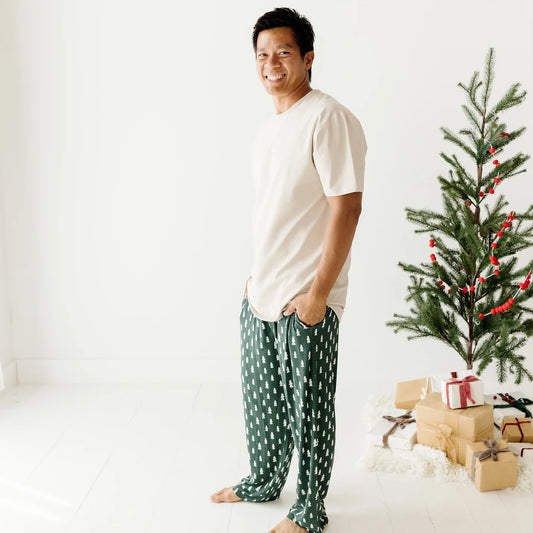 Ribbed Bamboo Straight Leg PJ Pants | Christmas Trees